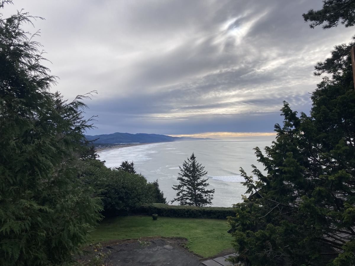 Coastal overlook with clouds and ocean